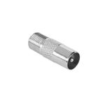 TV, Audio-Video si Foto - Accesorii TV si audio - Cabluri si adaptoare audio - Adaptor coaxial tata la F mama din metal Goobay - Infinity.ro