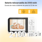 Casa si Gradina - Mobilier - Mobilier copii - Monitoare video copii - Monitor pentru bebelusi WIFI MaGeCa MC632B cu ecran de 3.2 inch, Audio bidirectional, Mod ECO, Zoom 2X, Baterie 2100 mAh - Infinity.ro