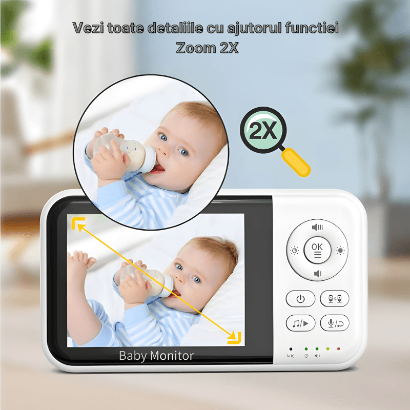 Casa si Gradina - Mobilier - Mobilier copii - Monitoare video copii - Monitor pentru bebelusi WIFI MaGeCa MC632B cu ecran de 3.2 inch, Audio bidirectional, Mod ECO, Zoom 2X, Baterie 2100 mAh - Infinity.ro