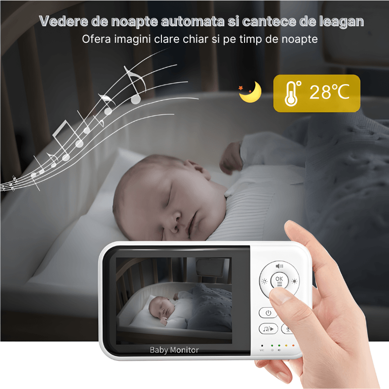 Casa si Gradina - Mobilier - Mobilier copii - Monitoare video copii - Monitor pentru bebelusi WIFI MaGeCa MC632B cu ecran de 3.2 inch, Audio bidirectional, Mod ECO, Zoom 2X, Baterie 2100 mAh - Infinity.ro