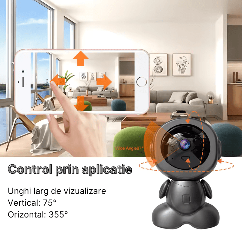 Casa si Gradina - Electrice - Smart Home - Camere de supraveghere - Camera de supraveghere tip robot MaGeCa Q01-H, WIFI, 3MP Full HD 1080P, Functie babymonitor, Control prin aplicatie, Gri - Infinity.ro