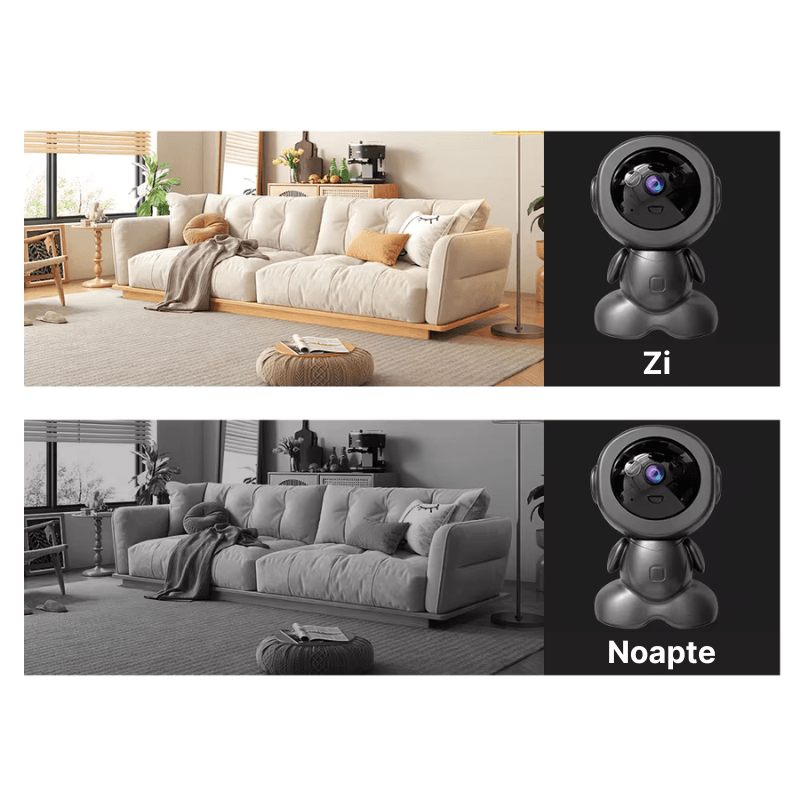 Casa si Gradina - Electrice - Smart Home - Camere de supraveghere - Camera de supraveghere tip robot MaGeCa Q01-H, WIFI, 3MP Full HD 1080P, Functie babymonitor, Control prin aplicatie, Gri - Infinity.ro