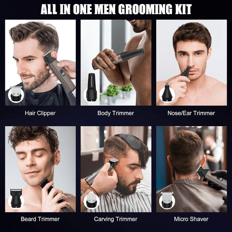 Ingrijire personala si Cosmetice - Aparate & accesorii ingrijire personala - Aparate de ras si tuns - Aparate de tuns - Aparat de tuns si ras profesional MaGeCa 5619 fara fir, Multifunctional 6 in 1, Autonomie 90min, Incarcare USB C, Silver - Infinity.ro