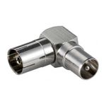 TV, Audio-Video si Foto - Accesorii TV si audio - Antene TV si accesorii - Adaptor coaxial mama - coaxial tata 90 grade metal Goobay - Infinity.ro