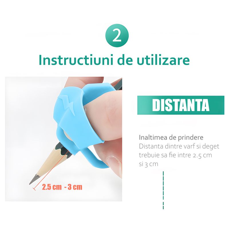 Carti si Birotica - Birotica - Instrumente de scris - Accesorii instrumente de scris - Set 5 manere pentru corectare scris, Prescolari, Silicon, Albastru - Infinity.ro