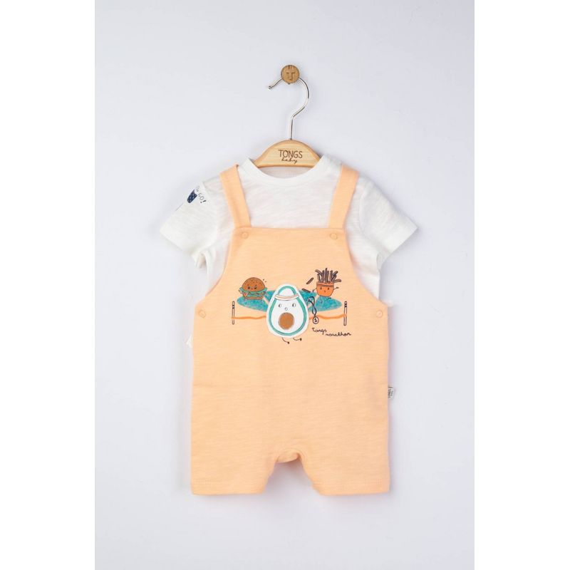 Fashion, accesorii si bijuterii - Copii - Imbracaminte copii - Salopete copii - Set salopeta cu tricou de vara pentru bebelusi Marathon, Tongs baby (Culoare: Gri, Marime: 6-9 luni) - Infinity.ro