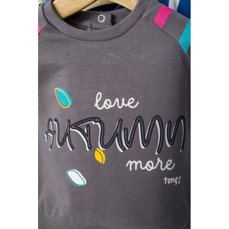 Fashion, accesorii si bijuterii - Copii - Imbracaminte copii - Treninguri si compleuri copii - Set 2 piese cu bluzita si fustita pentru fetite Colorful autum, Tongs baby (Culoare: Gri, Marime: 12-18 Luni) - Infinity.ro