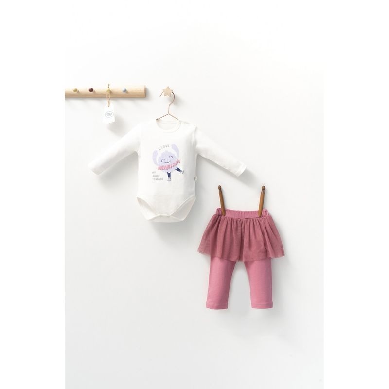 Fashion, accesorii si bijuterii - Copii - Imbracaminte copii - Body-uri copii - Set 2 piese cu body si pantalonasi cu tulle pentru fetite Monster, Tongs baby (Culoare: Gri, Marime: 18-24 Luni) - Infinity.ro