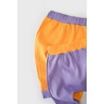Fashion, accesorii si bijuterii - Copii - Imbracaminte copii - Pantaloni copii - Set 2 pantaloni Ribana Bebe Unisex din bumbac organic si 5%elastan - Galben/Mov BabyCosy (Marime: 18-24 Luni) - Infinity.ro