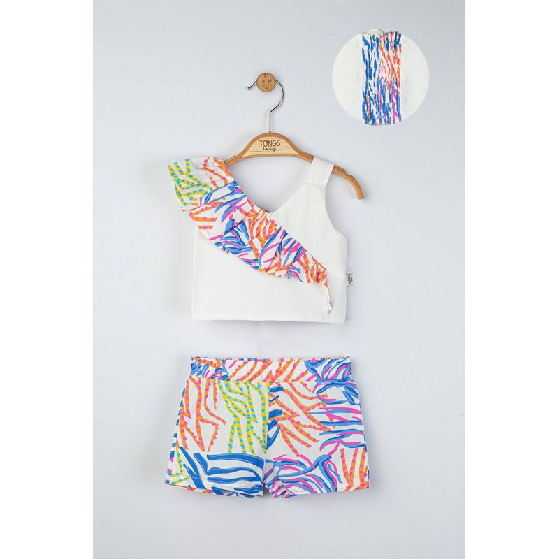 Fashion, accesorii si bijuterii - Copii - Imbracaminte copii - Body-uri copii - Set elegant bluzita de vara cu pantalonasi pentru fetite, Tongs baby (Culoare: Albastru, Marime: 9-12 luni) - Infinity.ro