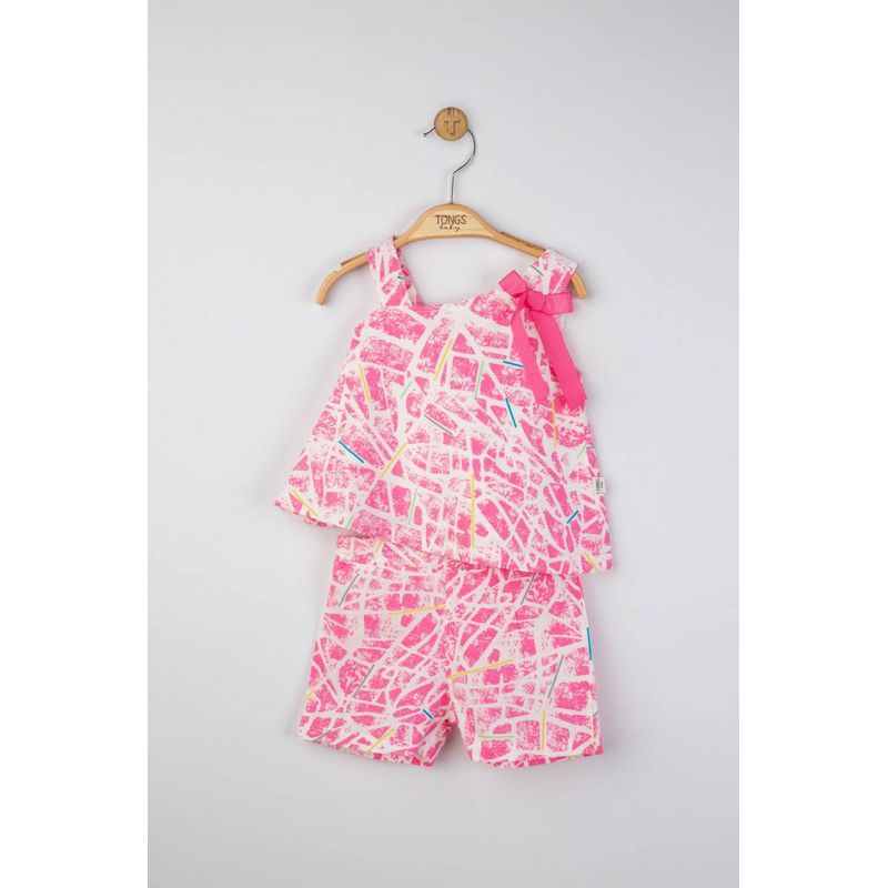 Fashion, accesorii si bijuterii - Copii - Imbracaminte copii - Treninguri si compleuri copii - Set elegant bluzita de vara cu pantalonasi pentru fetite Mystery, Tongs baby (Culoare: Albastru, Marime: 24-36 luni) - Infinity.ro