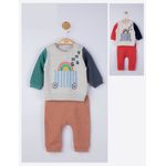 Fashion, accesorii si bijuterii - Copii - Imbracaminte copii - Treninguri si compleuri copii - Set de 2 piese de trening Choo Choo pentru bebelusi, Tongs baby (Culoare: Rosu, Marime: 9-12 luni) - Infinity.ro