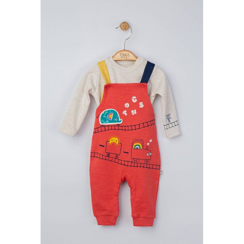 Fashion, accesorii si bijuterii - Copii - Imbracaminte copii - Treninguri si compleuri copii - Set de 2 piese de trening Choo Choo pentru bebelusi, Tongs baby (Culoare: Rosu, Marime: 9-12 luni) - Infinity.ro