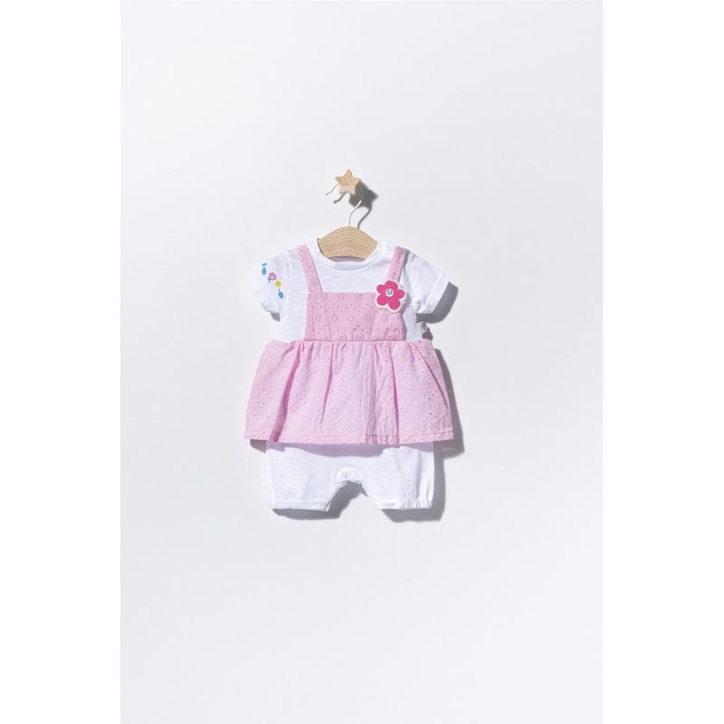 Fashion, accesorii si bijuterii - Copii - Imbracaminte copii - Salopete copii - Salopeta de vara pentru bebelusi Flower, Tongs baby (Culoare: Galben, Marime: 6-9 luni) - Infinity.ro