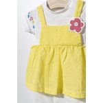 Fashion, accesorii si bijuterii - Copii - Imbracaminte copii - Salopete copii - Salopeta de vara pentru bebelusi Flower, Tongs baby (Culoare: Galben, Marime: 6-9 luni) - Infinity.ro