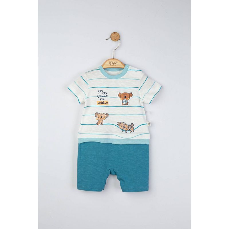 Fashion, accesorii si bijuterii - Copii - Imbracaminte copii - Salopete copii - Salopeta de vara pentru bebelusi Koala, Tongs baby (Culoare: Verde, Marime: 3-6 Luni) - Infinity.ro