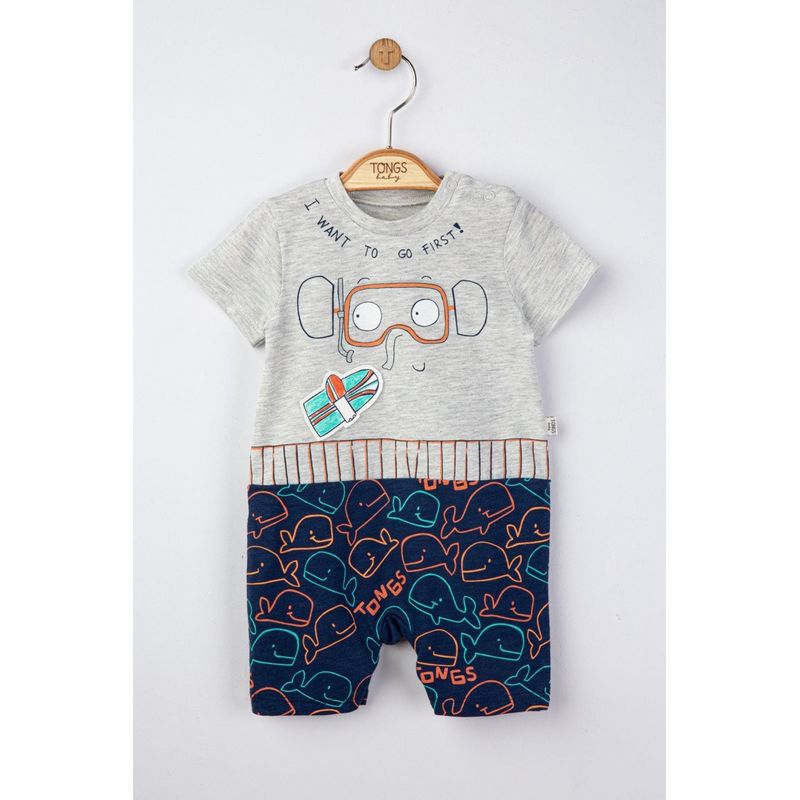 Fashion, accesorii si bijuterii - Copii - Imbracaminte copii - Salopete copii - Salopeta de vara pentru bebelusi Swim, Tongs baby (Culoare: Alb, Marime: 0-3 Luni) - Infinity.ro