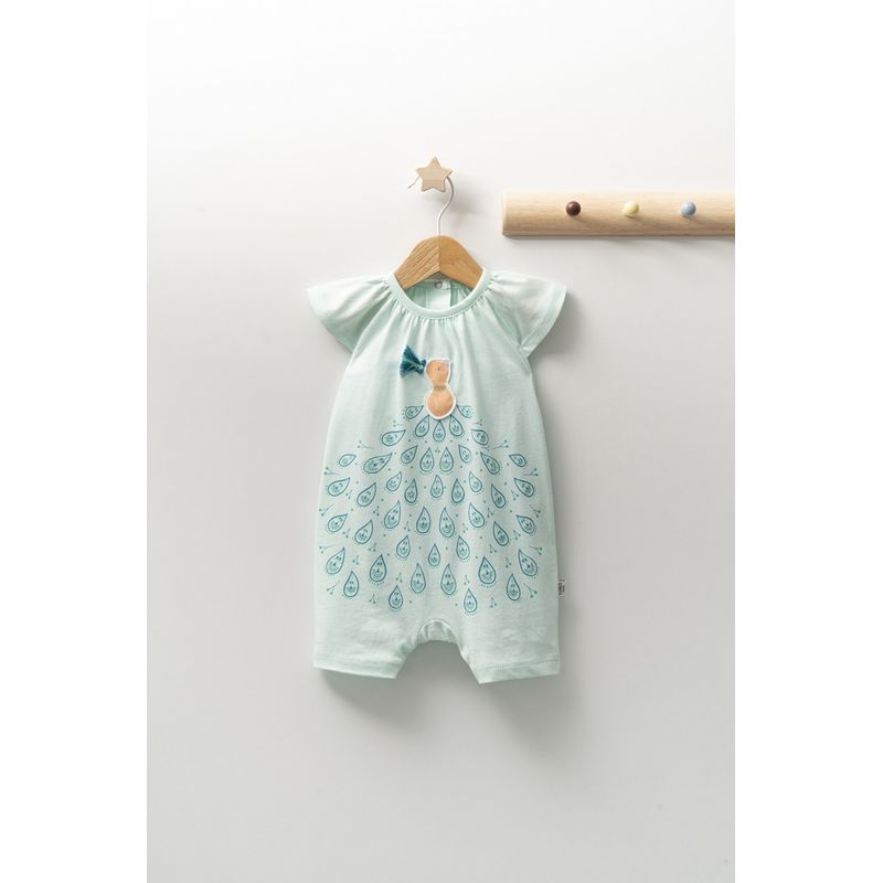 Fashion, accesorii si bijuterii - Copii - Imbracaminte copii - Salopete copii - Salopeta de vara pentru bebelusi Peacock, Tongs baby (Culoare: Verde, Marime: 6-9 luni) - Infinity.ro