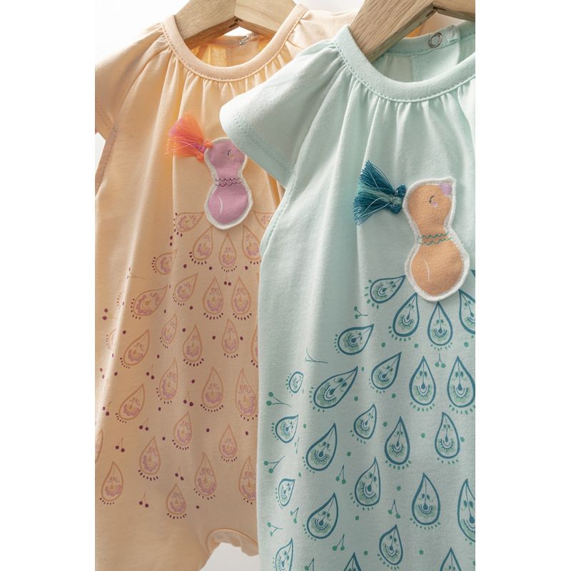 Fashion, accesorii si bijuterii - Copii - Imbracaminte copii - Salopete copii - Salopeta de vara pentru bebelusi Peacock, Tongs baby (Culoare: Somon, Marime: 6-9 luni) - Infinity.ro