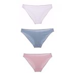 Fashion, accesorii si bijuterii - Femei - Lenjerie si pijamale femei - Lenjerie intima femei - Set 3 mini slip dama, Cotonella,Alb/Albastru/Roz, Marime  L - Infinity.ro