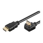 TV, Audio-Video si Foto - Accesorii TV si audio - Cabluri si adaptoare audio - Cablu HDMI 2.0 cu ethernet 19 pini tata - HDMI 19 pini tata 90 grade aurit OFC 1.5m Goobay - Infinity.ro