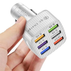 Incarcator de masina multifunctional MDRO pentru telefoane cu 6 intrari USB 75W, 3.1A culoare alba