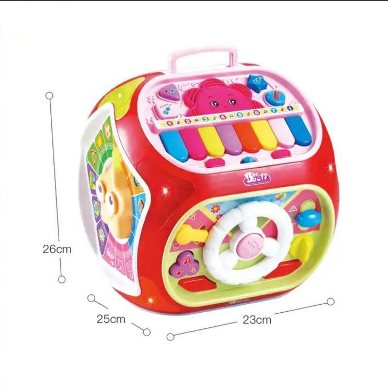 Jucarii, Copii si Bebe - Jucarii si jocuri - Seturi de constructie si cuburi - Cuburi si caramizi - Jucarie cub interactiva si educativa cu diverse activitati, cantece si lumini pentru copii- BAOLI culoare rosie - Infinity.ro