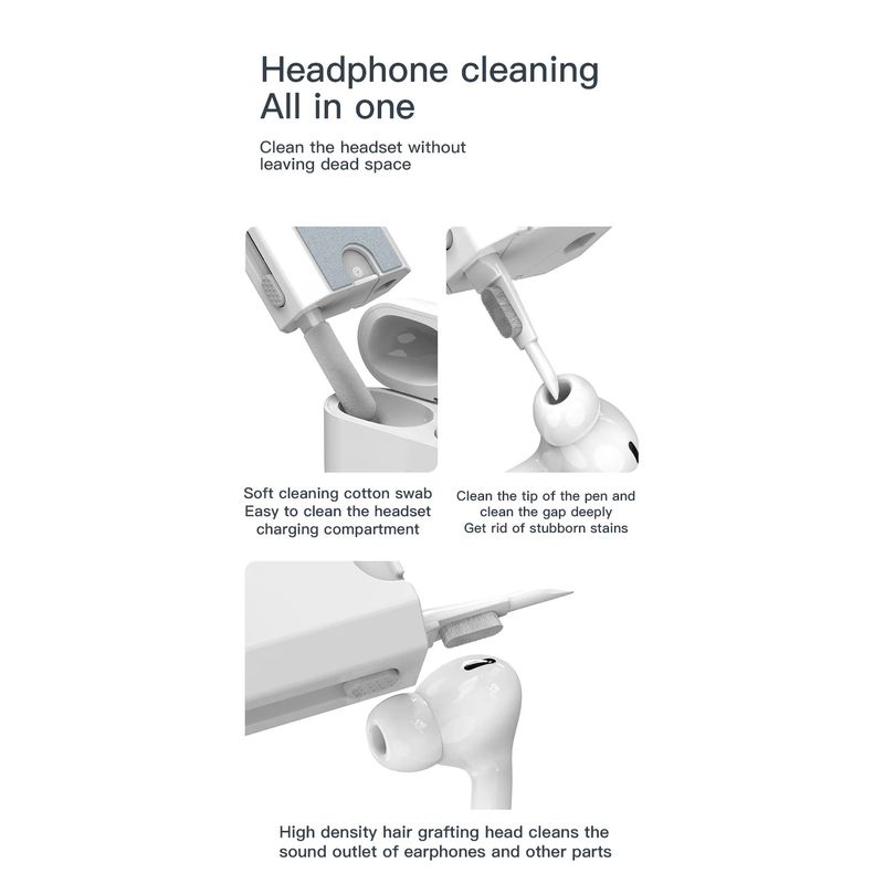 Laptop, Telefoane si Tablete - Wearables si gadgeturi - Wearables - Accesorii wearables - Kit perii si instrumente multifunctionale de curatare tastaturi, telefoane, aparatura electronica 8 in 1 MDRO - Infinity.ro