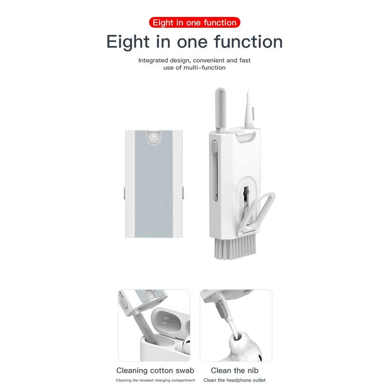 Laptop, Telefoane si Tablete - Wearables si gadgeturi - Wearables - Accesorii wearables - Kit perii si instrumente multifunctionale de curatare tastaturi, telefoane, aparatura electronica 8 in 1 MDRO - Infinity.ro