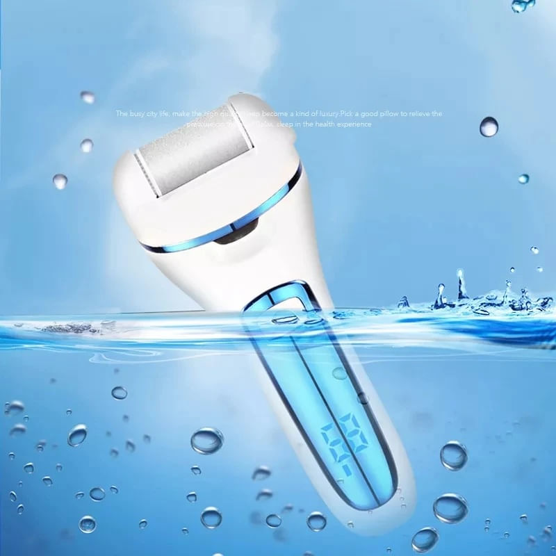 Ingrijire personala si Cosmetice - Manichiura si pedichiura - Pile cosmetice - Pila electrica pentru calcaie, 3 role, 2 viteze, afisaj LED, lumina LED, incarcare prin USB, albastra - Infinity.ro