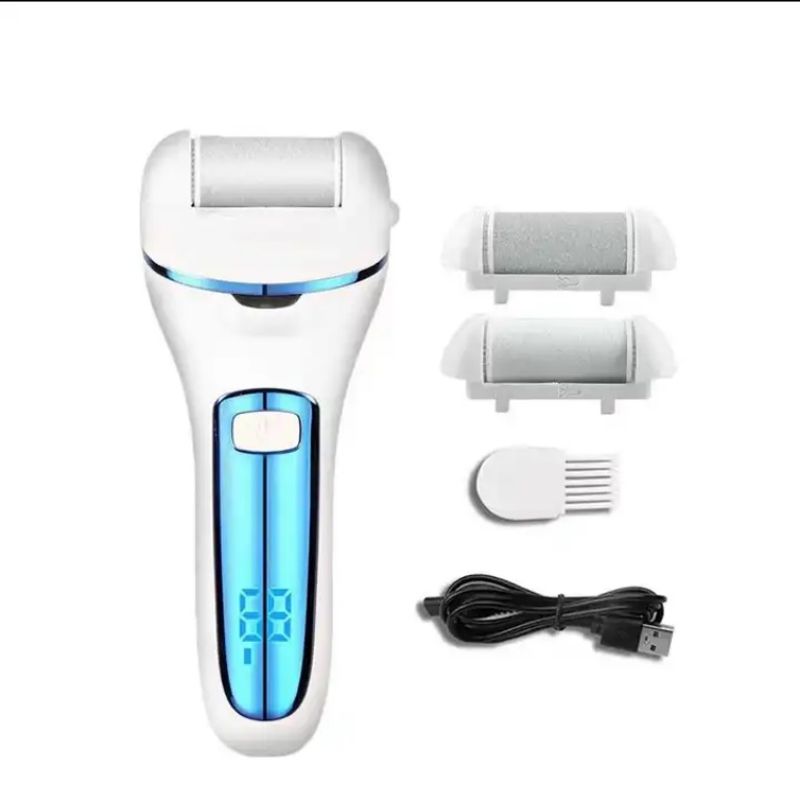 Ingrijire personala si Cosmetice - Manichiura si pedichiura - Pile cosmetice - Pila electrica pentru calcaie, 3 role, 2 viteze, afisaj LED, lumina LED, incarcare prin USB, albastra - Infinity.ro