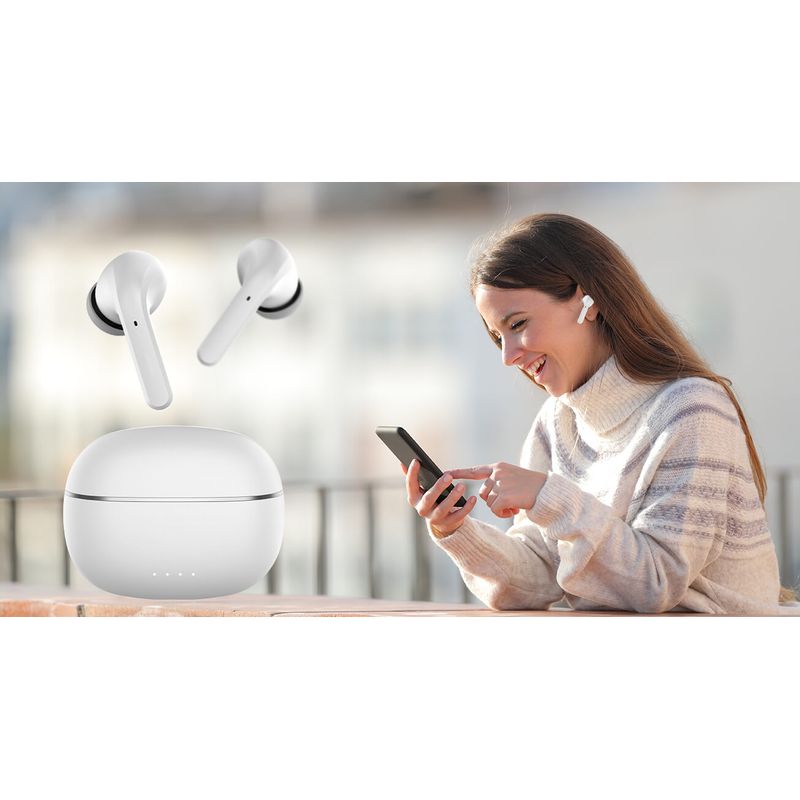 TV, Audio-Video si Foto - Portabile audio - Casti audio - Casti audio wireless Forever TWE-210 culoare alba cu husa de incarcare - Infinity.ro