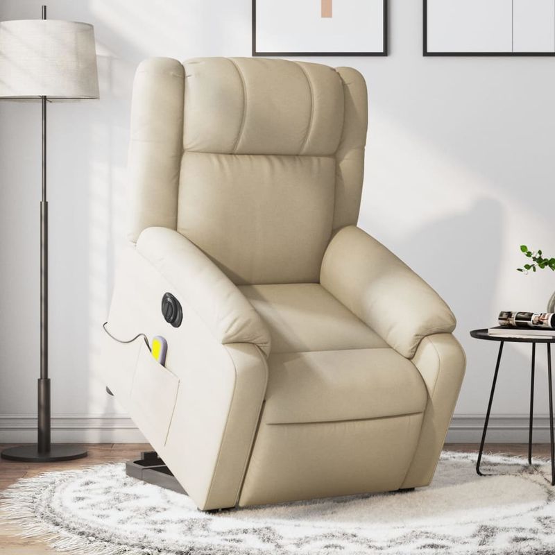 Ingrijire personala si Cosmetice - Sanatate si wellness - Articole wellness - Fotolii de masaj - Fotoliu electric de masaj rabatabil cu ridicare, crem, textil - Infinity.ro