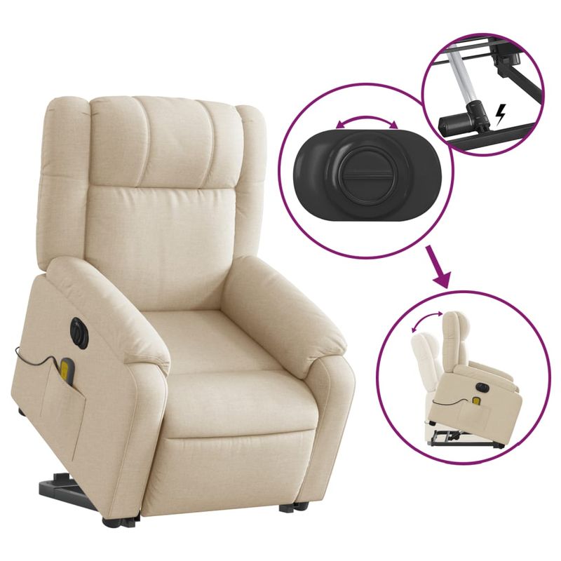 Ingrijire personala si Cosmetice - Sanatate si wellness - Articole wellness - Fotolii de masaj - Fotoliu electric de masaj rabatabil cu ridicare, crem, textil - Infinity.ro