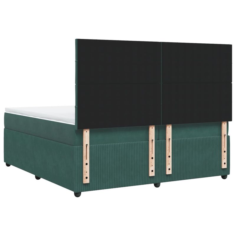 Casa si Gradina - Mobilier - Paturi si accesorii - Paturi - Pat box spring cu saltea, verde inchis, 200x200 cm, catifea - Infinity.ro