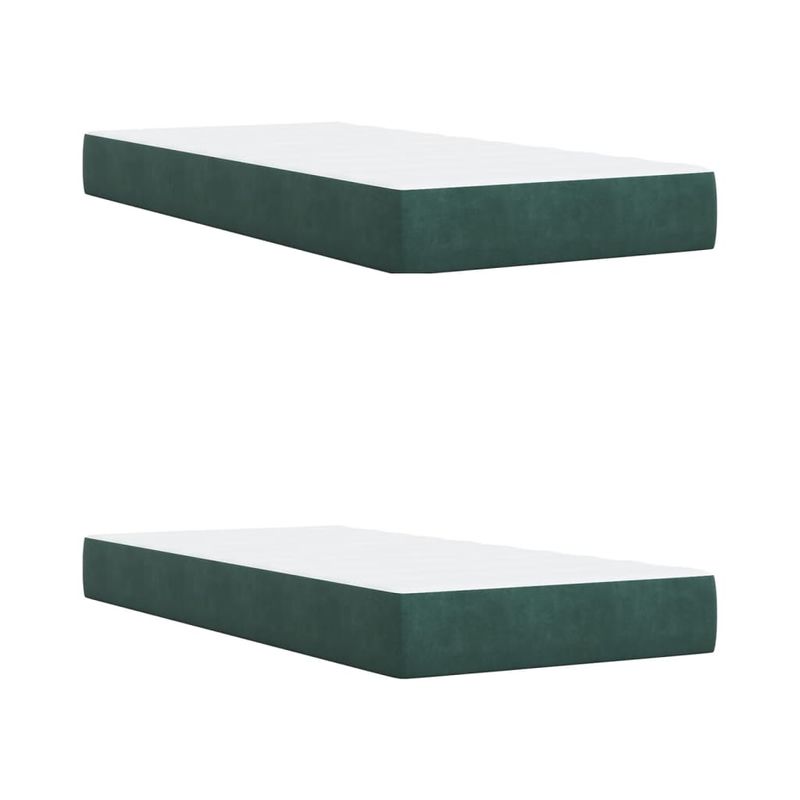 Casa si Gradina - Mobilier - Paturi si accesorii - Paturi - Pat box spring cu saltea, verde inchis, 200x200 cm, catifea - Infinity.ro