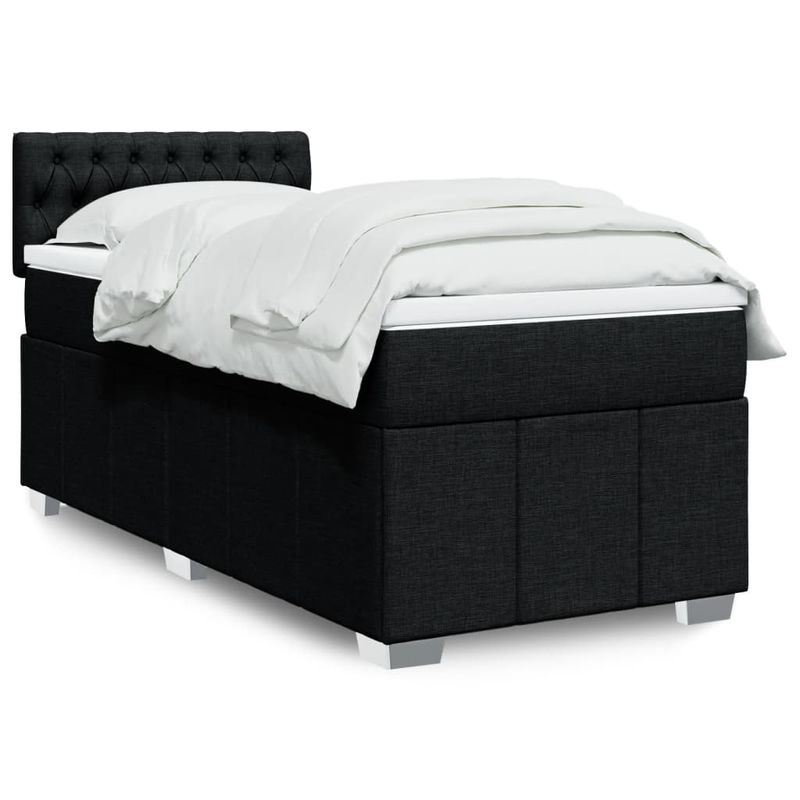 Casa si Gradina - Mobilier - Paturi si accesorii - Paturi - Pat box spring cu saltea, negru, 80x200 cm, textil - Infinity.ro