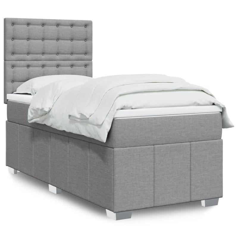 Casa si Gradina - Mobilier - Paturi si accesorii - Paturi - Pat continental cu saltea, gri deschis, 80x200 cm, textil - Infinity.ro