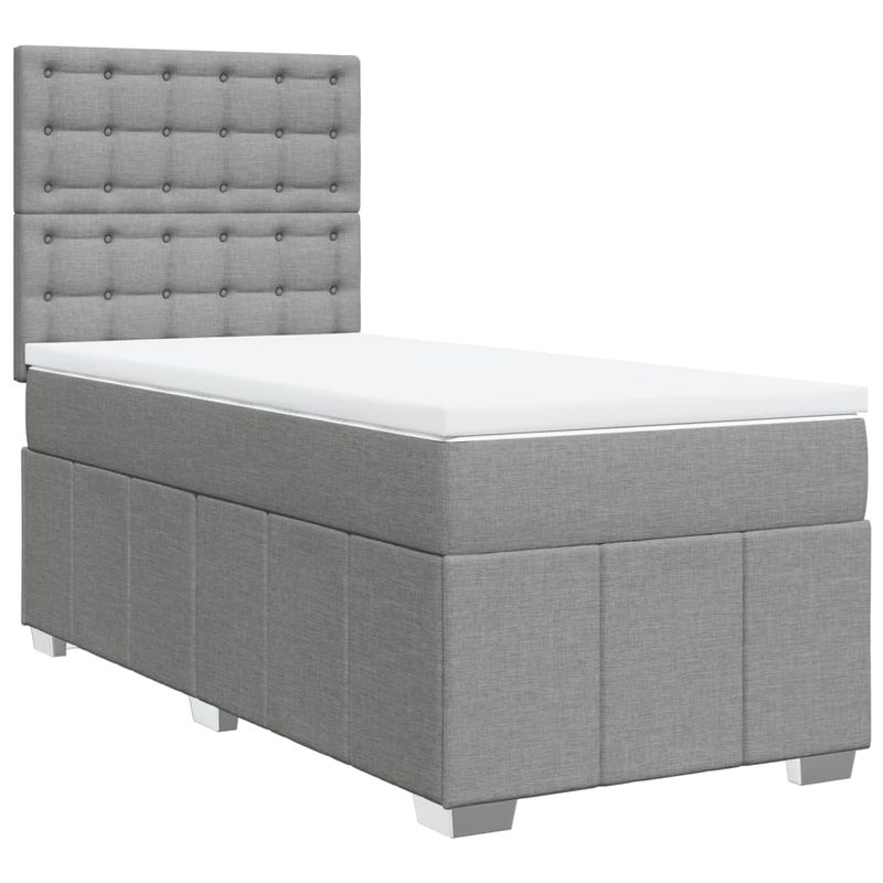 Casa si Gradina - Mobilier - Paturi si accesorii - Paturi - Pat continental cu saltea, gri deschis, 80x200 cm, textil - Infinity.ro