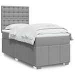 Casa si Gradina - Mobilier - Paturi si accesorii - Paturi - Pat box spring cu saltea, gri deschis, 90x190 cm, textil - Infinity.ro