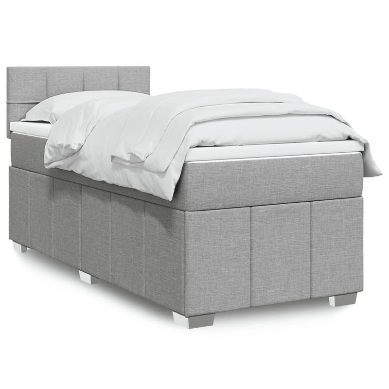 Casa si Gradina - Mobilier - Paturi si accesorii - Paturi - Pat continental cu saltea, gri deschis, 80x200 cm, textil - Infinity.ro