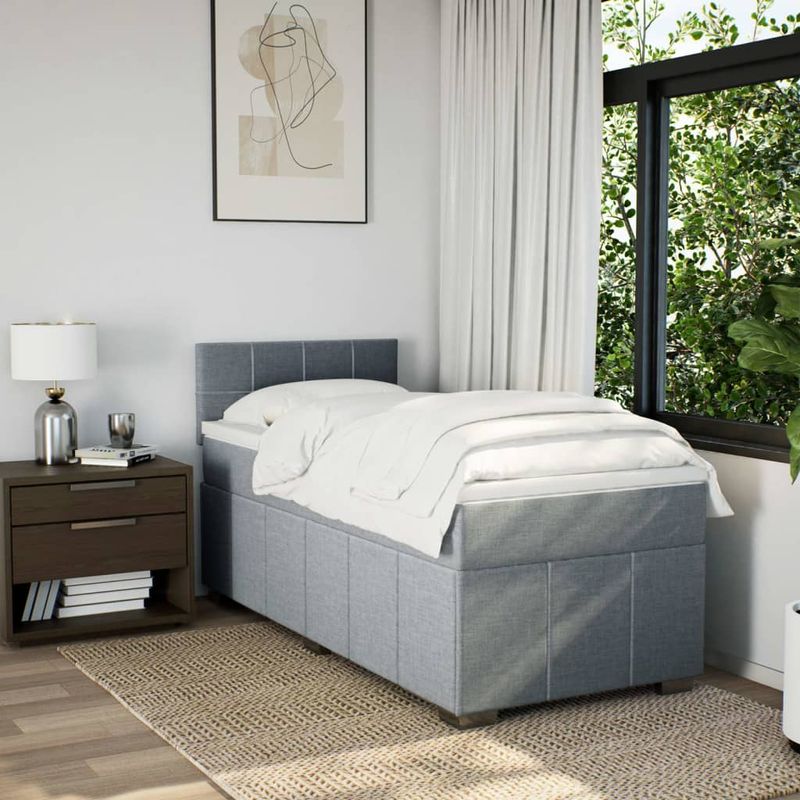 Casa si Gradina - Mobilier - Paturi si accesorii - Paturi - Pat continental cu saltea, gri deschis, 80x200 cm, textil - Infinity.ro