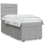 Casa si Gradina - Mobilier - Paturi si accesorii - Paturi - Pat box spring cu saltea, gri deschis, 90x190 cm, textil - Infinity.ro
