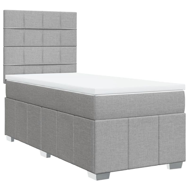 Casa si Gradina - Mobilier - Paturi si accesorii - Paturi - Pat box spring cu saltea, gri deschis, 90x190 cm, textil - Infinity.ro