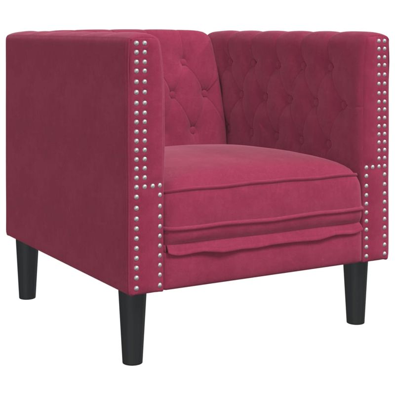 Casa si Gradina - Mobilier - Seturi de mobilier - Seturi living - Set canapele Chesterfield perne rulou 3 piese rosu vin catifea - Infinity.ro
