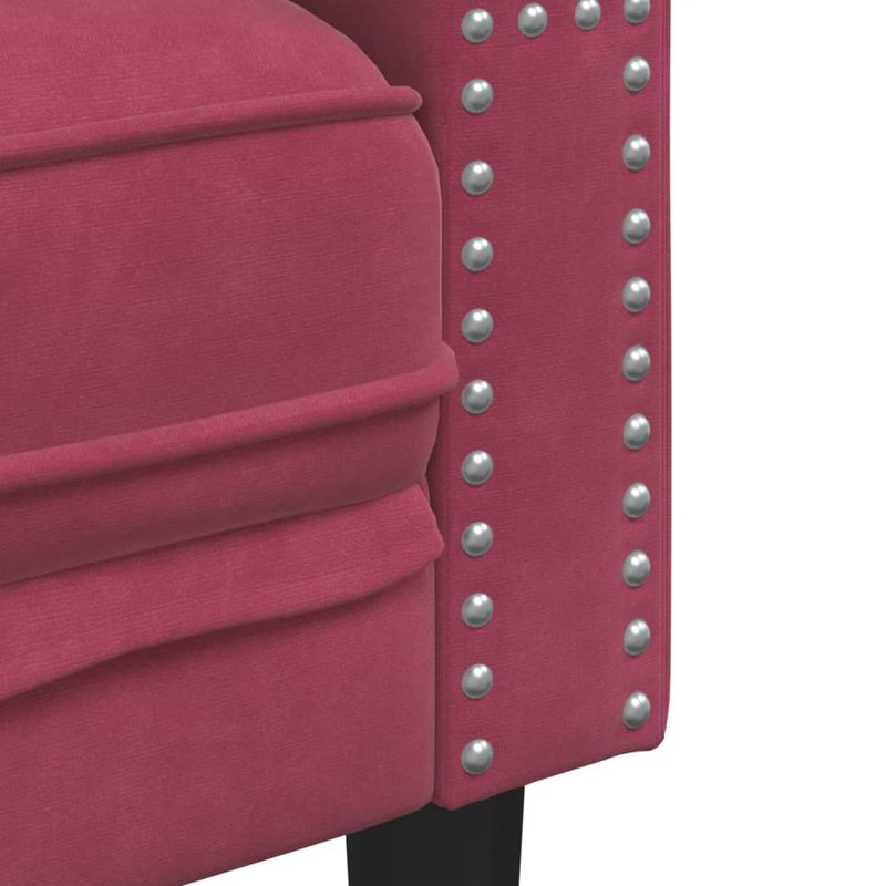 Casa si Gradina - Mobilier - Seturi de mobilier - Seturi living - Set canapele Chesterfield perne rulou 3 piese rosu vin catifea - Infinity.ro