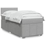 Casa si Gradina - Mobilier - Paturi si accesorii - Paturi - Pat box spring cu saltea, gri deschis, 90x200 cm, textil - Infinity.ro