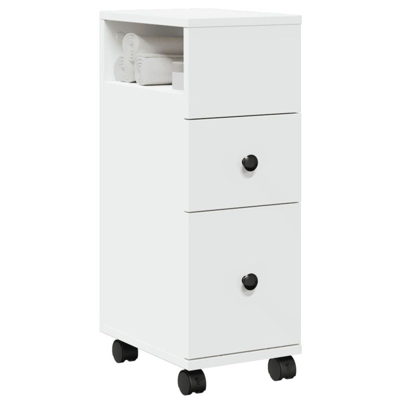 Casa si Gradina - Mobilier - Dulapuri si sifoniere - Dulapuri - Dulap de baie ingust cu roti, alb, lemn prelucrat - Infinity.ro