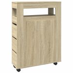 Casa si Gradina - Mobilier - Dulapuri si sifoniere - Dulapuri - Dulap de baie ingust cu roti, stejar sonoma, lemn prelucrat - Infinity.ro