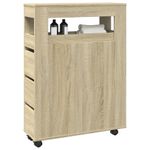 Casa si Gradina - Mobilier - Dulapuri si sifoniere - Dulapuri - Dulap de baie ingust cu roti, stejar sonoma, lemn prelucrat - Infinity.ro
